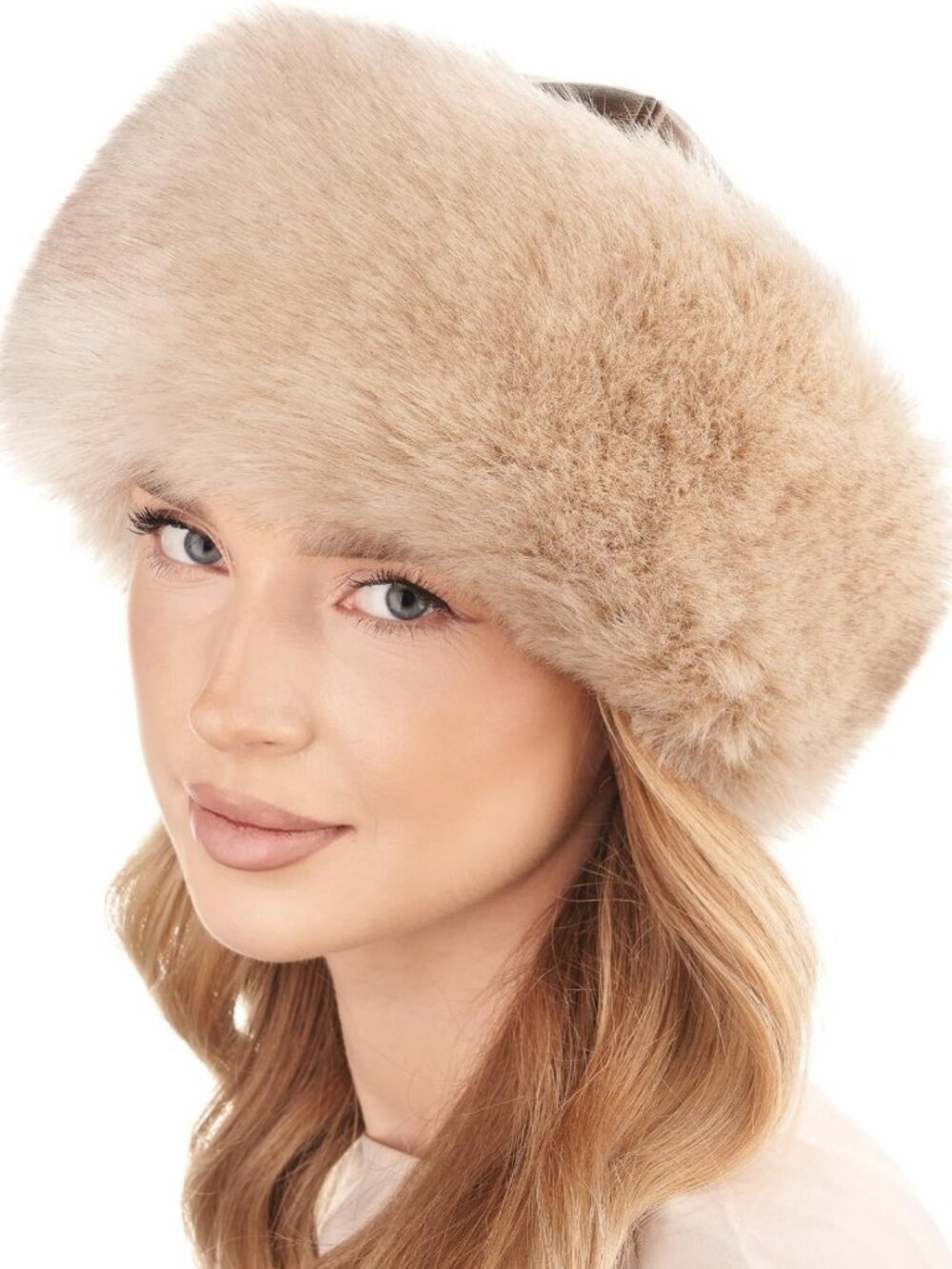 Elegant Faux Fur Russian Hat - Women's Leather Trimmed Winter Beanie
